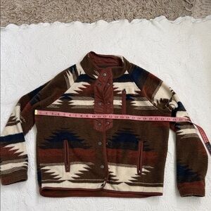 Altar'd State Brown and Cream Zip Up Sweater
